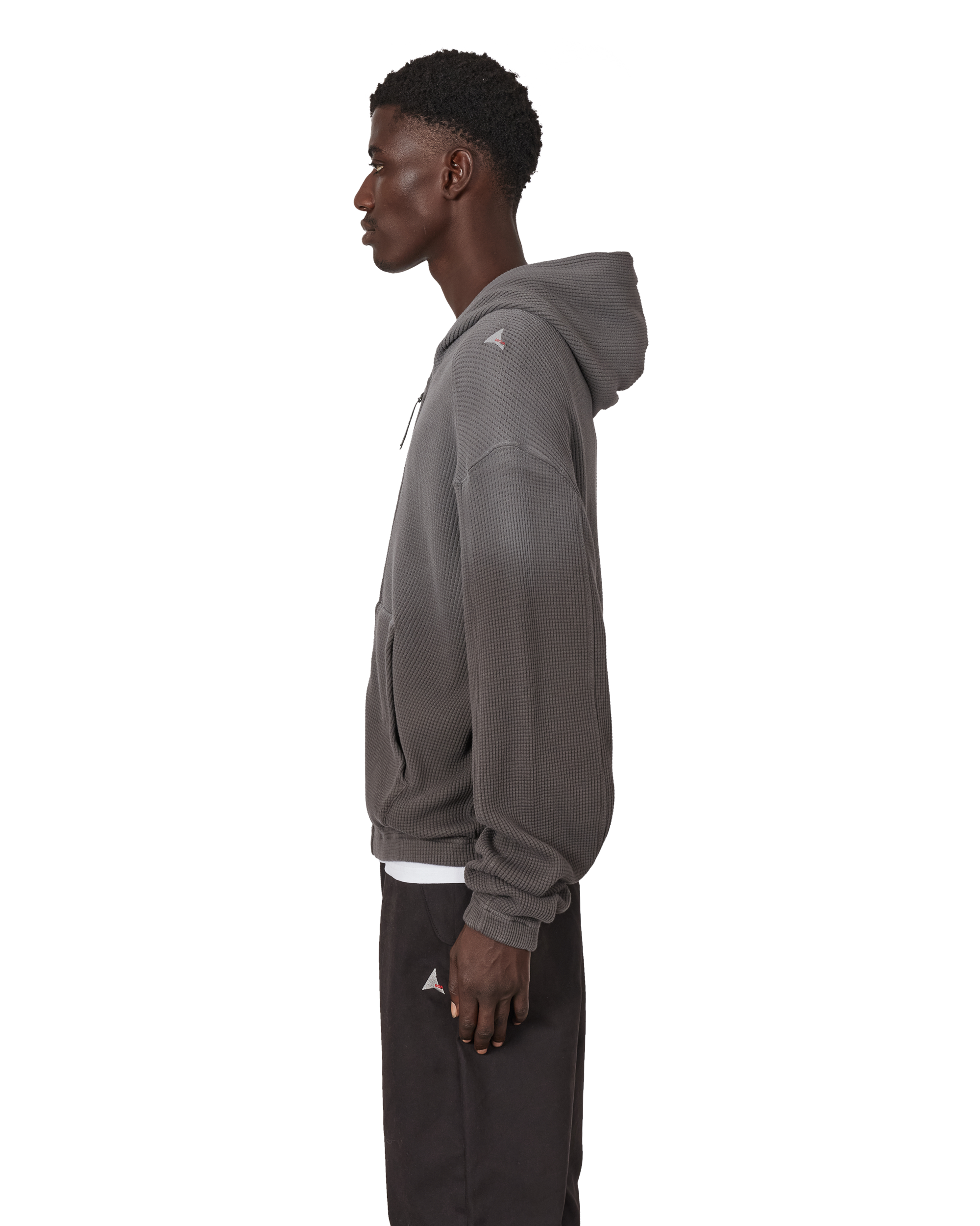 ROA Bee Sun Faded Organic Waffle Zip Up Hoodie J340279-S-Black 2