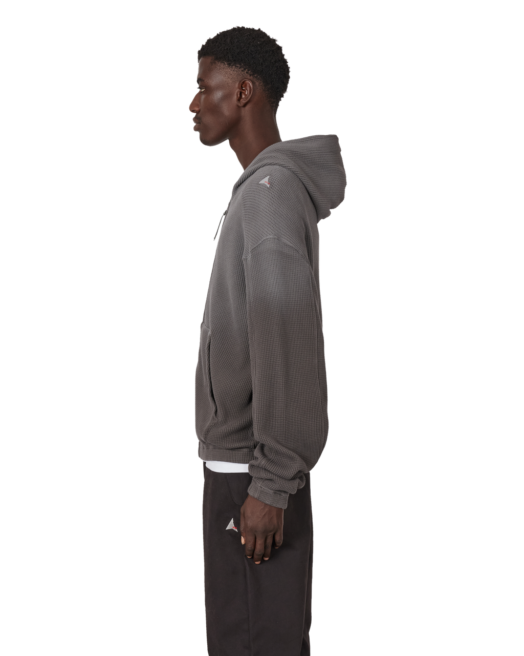 ROA Bee Sun Faded Organic Waffle Zip Up Hoodie J340279-S-Black front