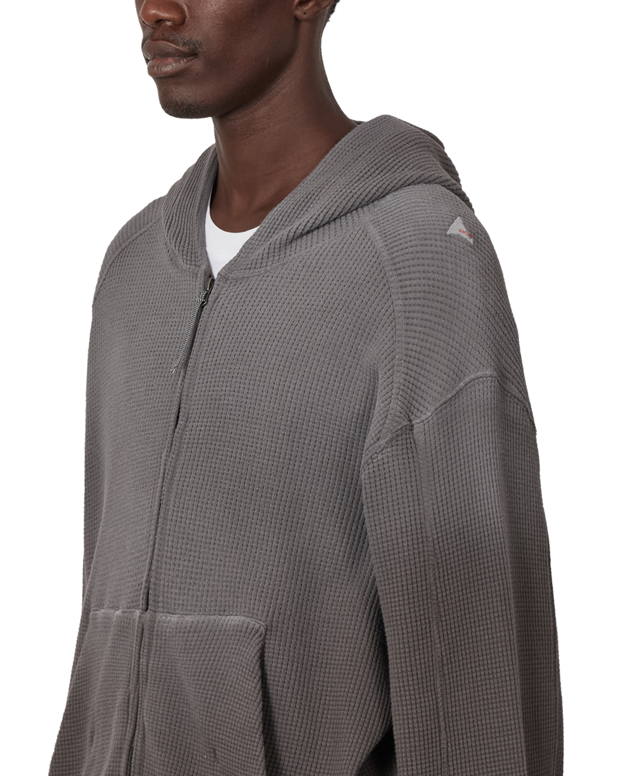 ROA Bee Sun Faded Organic Waffle Zip Up Hoodie J340279-S-Black 5