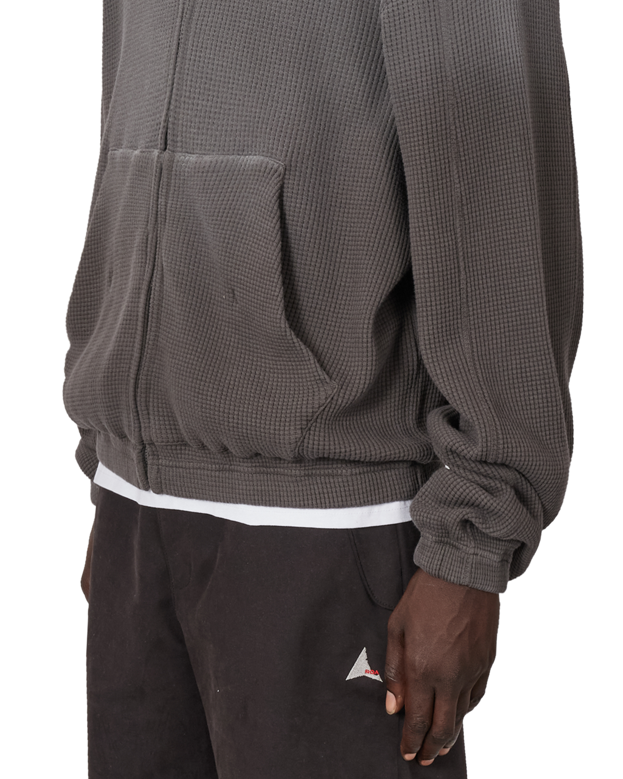 ROA Bee Sun Faded Organic Waffle Zip Up Hoodie J340279-S-Black 6
