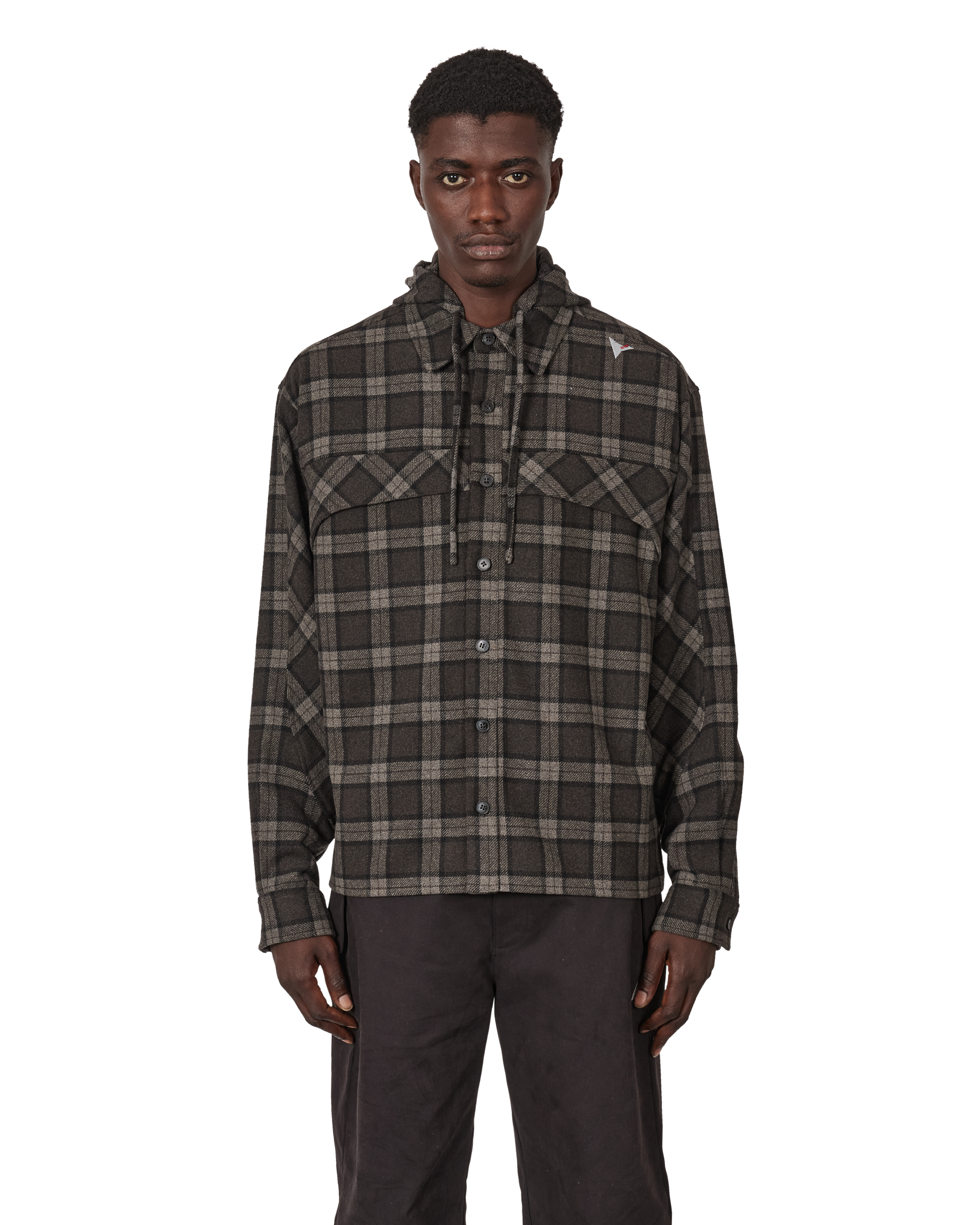ROA Logger Wool Check Long Sleeve Shirt J341009-S-Black front