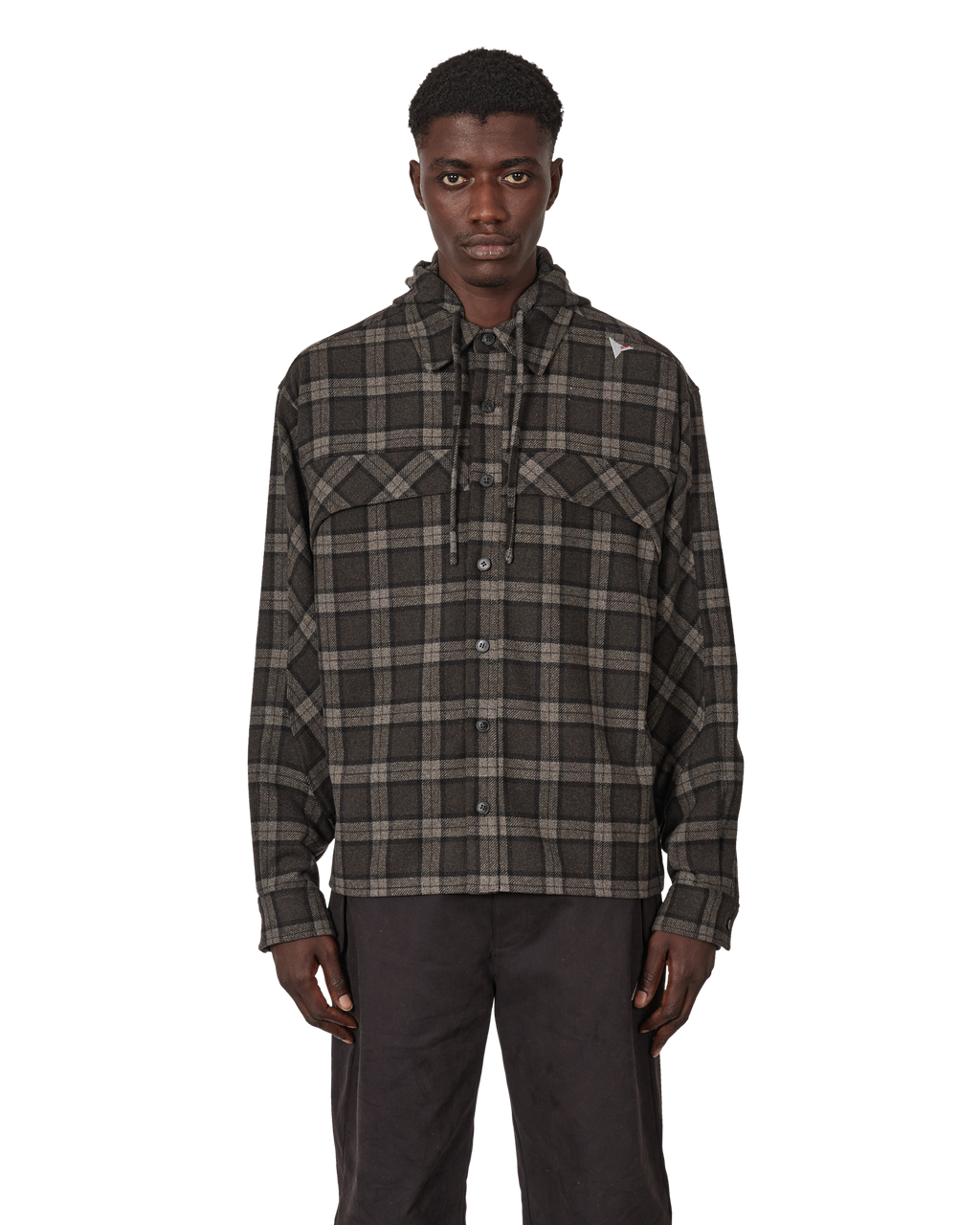 ROA Logger Wool Check Long Sleeve Shirt J341009-S-Black front
