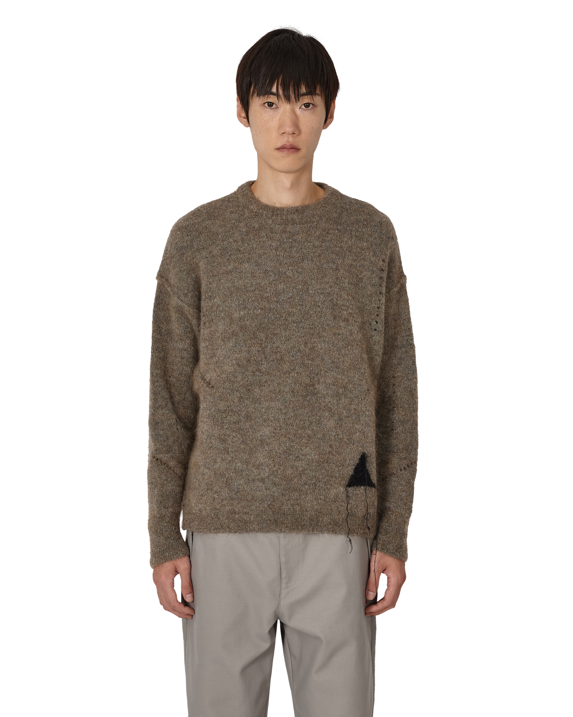 ROA Dropstitch Mohair Knit Crewneck J345228-L-Beige front