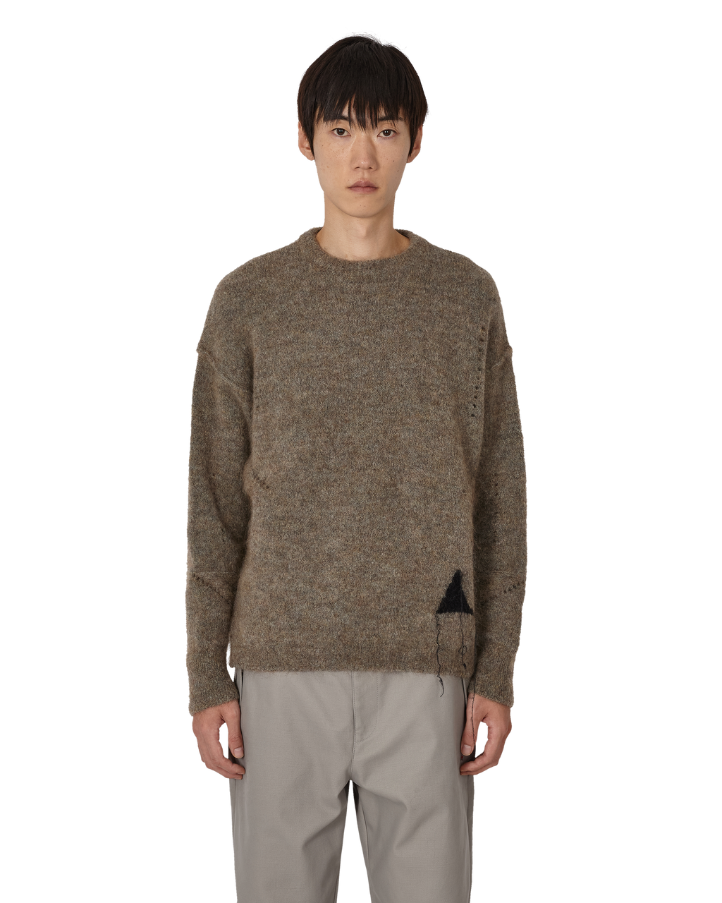 ROA Dropstitch Mohair Knit Crewneck J345228-L-Beige front