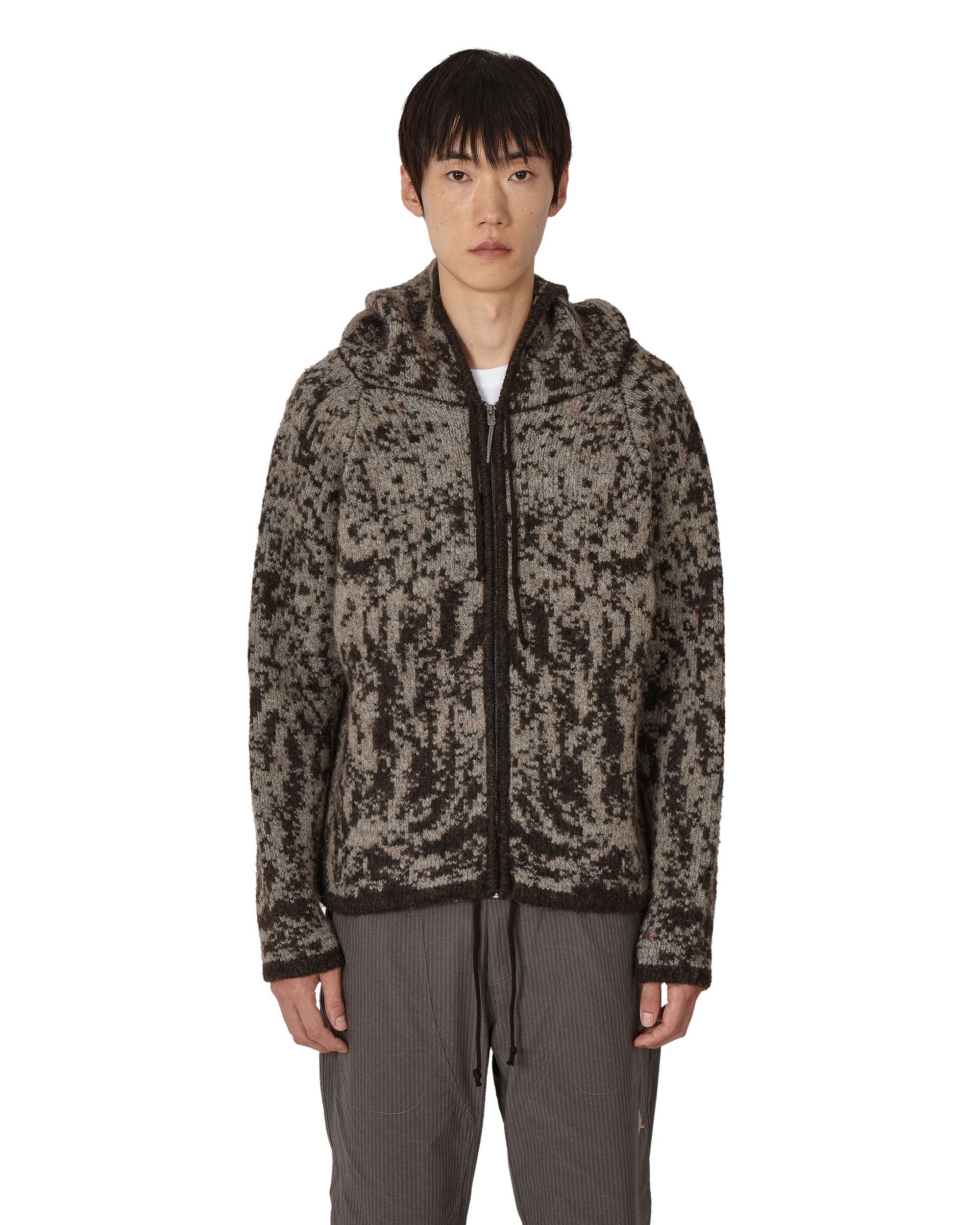 ROA Shrub Felted Knit Zip Up J345229-S-Brown front