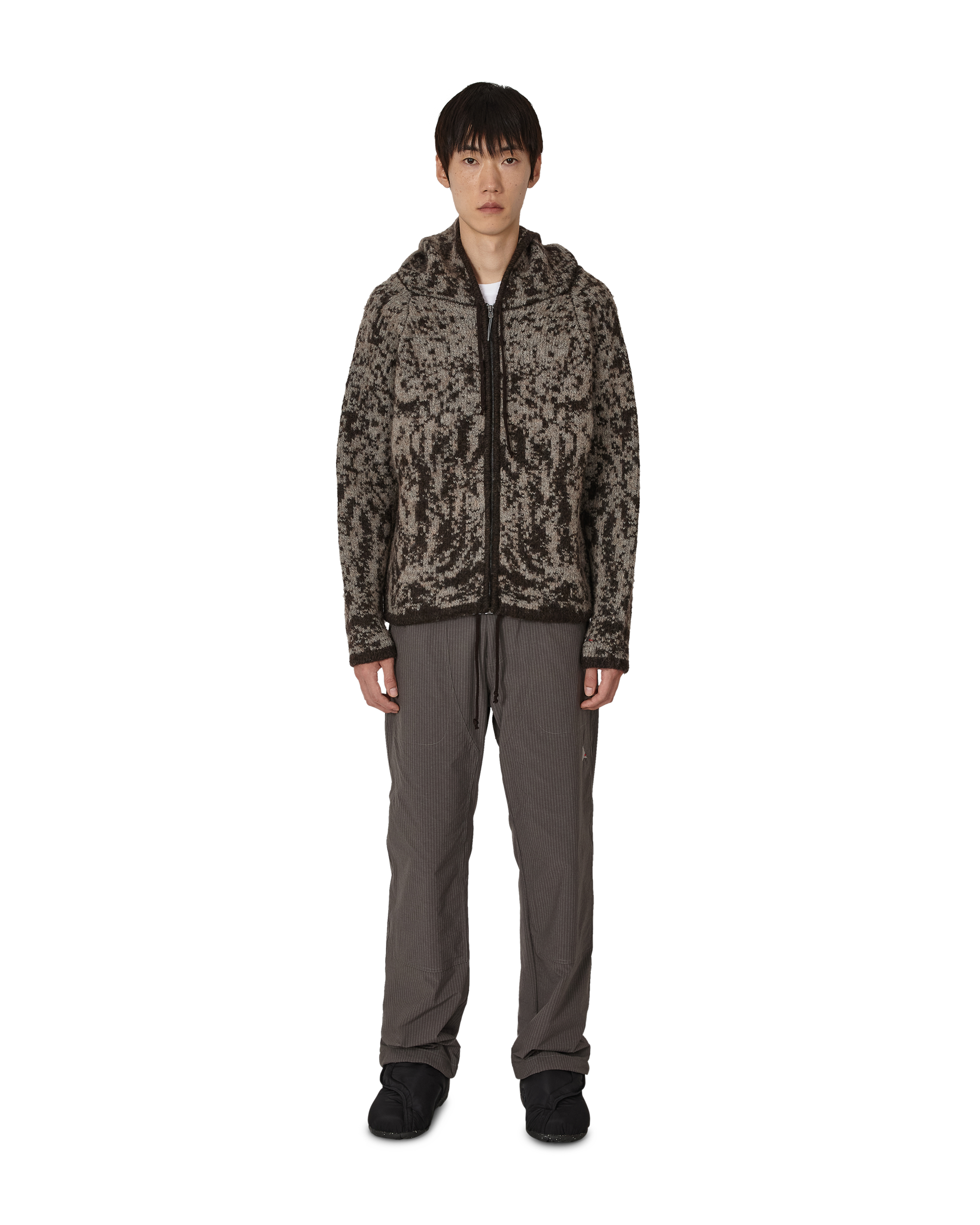 ROA Shrub Felted Knit Zip Up J345229-S-Brown 4