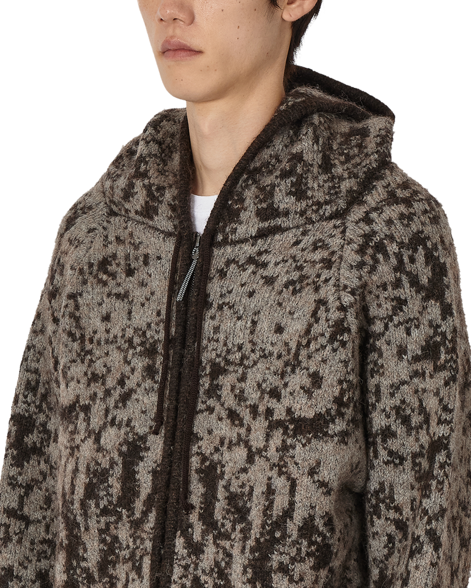 ROA Shrub Felted Knit Zip Up J345229-S-Brown 5