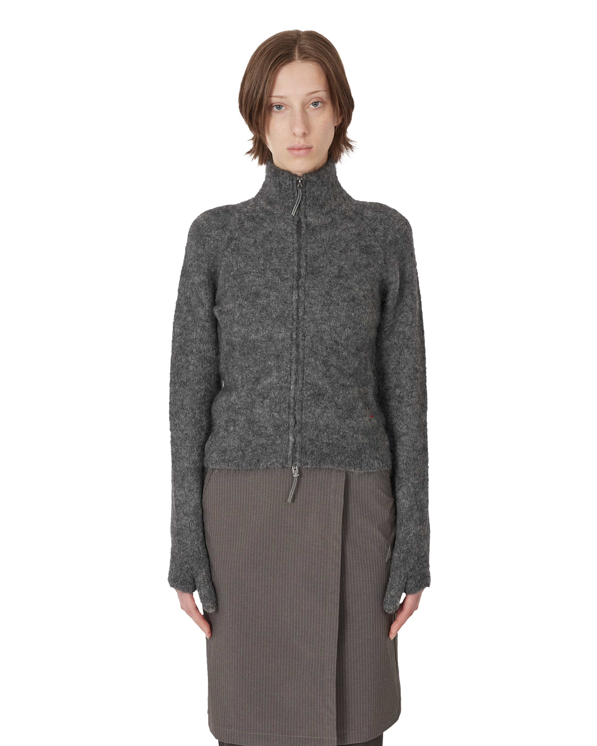 ROA Tasna Mohair Zip Up Sweater J345230-XS-Grey front