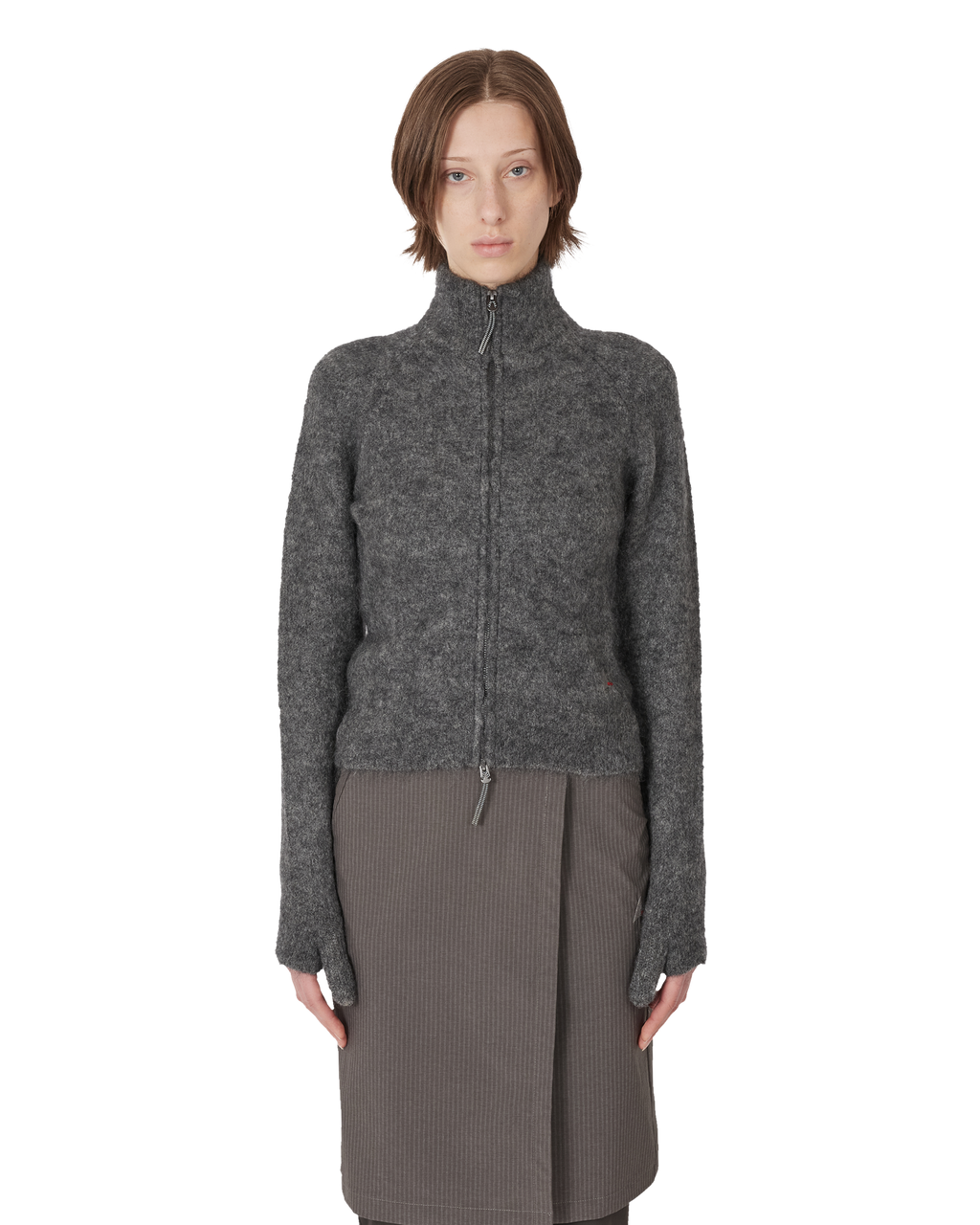 ROA Tasna Mohair Zip Up Sweater J345230-XS-Grey front