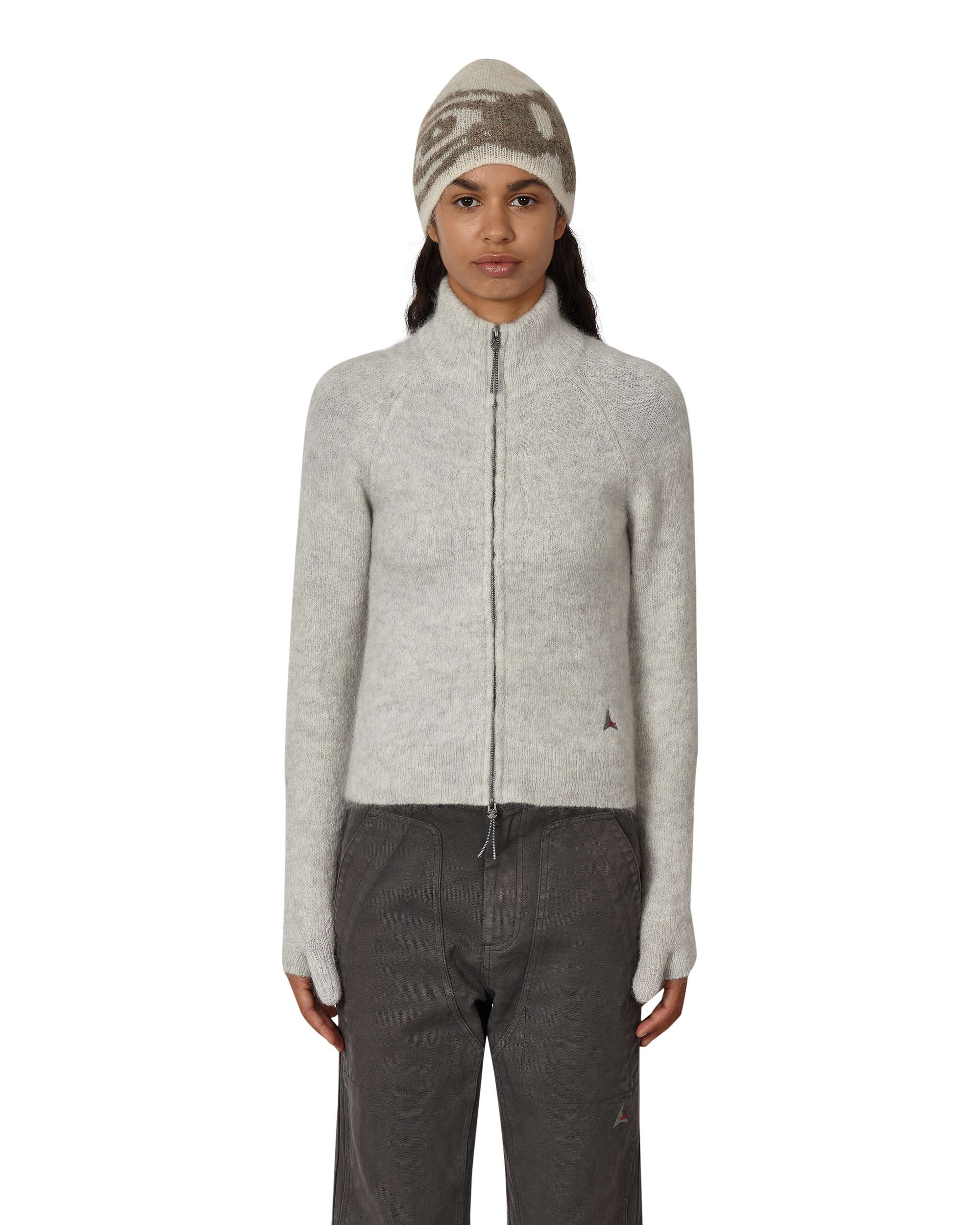 ROA Tasna Mohair Zip Up Sweater J345231-XS-White front