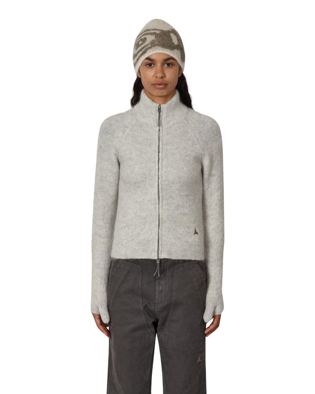 ROA Tasna Mohair Zip Up Sweater J345231-XS-White front
