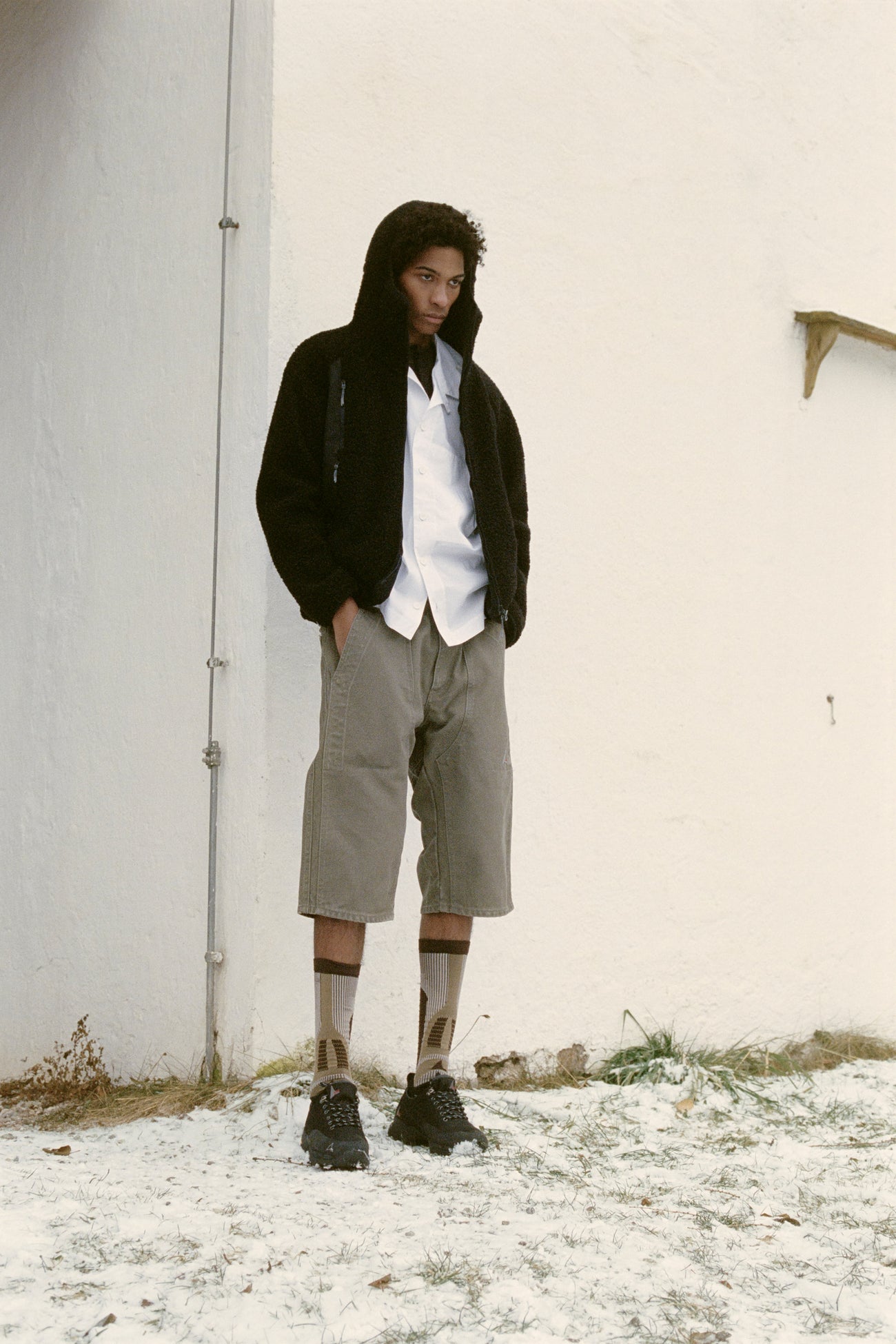 Panel Sherpa, Camp Shirt, Canvas Short, Bones Long Socks, Katharina SS24 Campaign